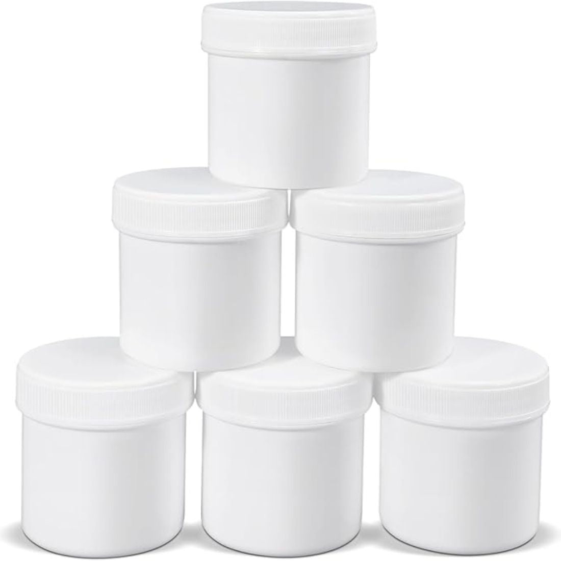 White Round Wide-Mouth Plastic Jars- 50/Pk