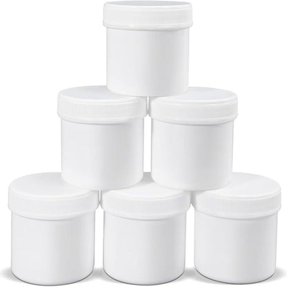 White Round Wide-Mouth Plastic Jars- 50/Pk