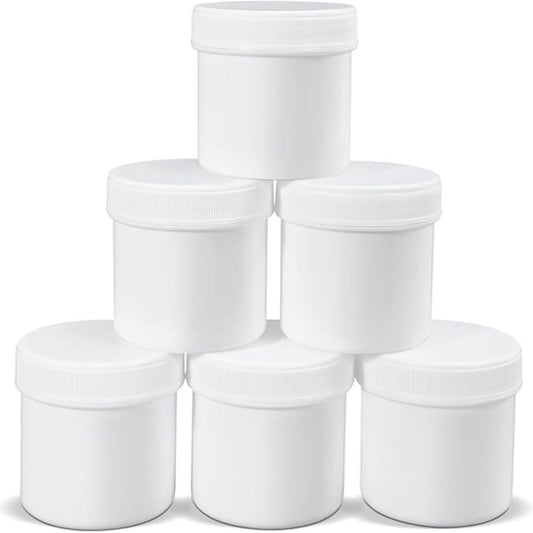 White Round Wide-Mouth Plastic Jars- 50/Pk