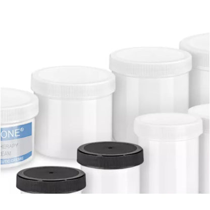 White Round Wide-Mouth Plastic Jars- 50/Pk